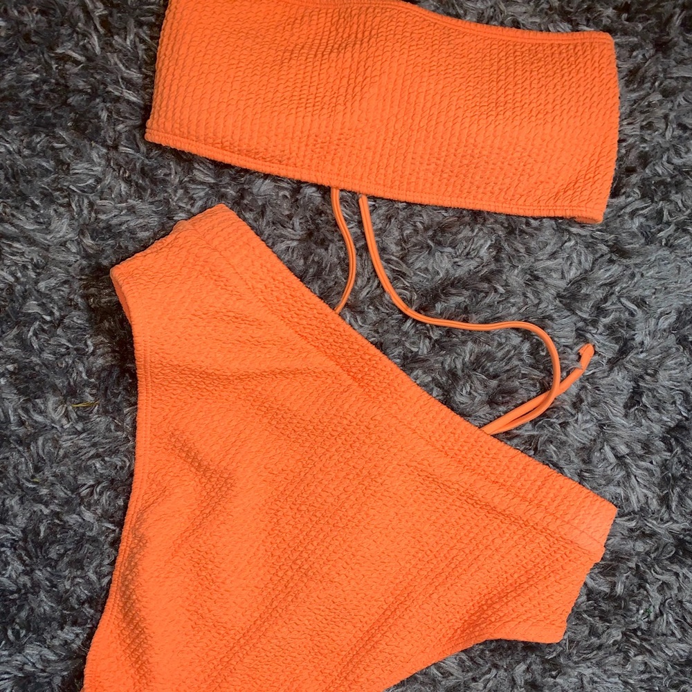 Orange 🍊 Two Piece Strapless Bikini